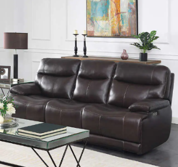 Jason Furniture Ridgewin Dark Brown Leather Dual Power Reclining Sofa