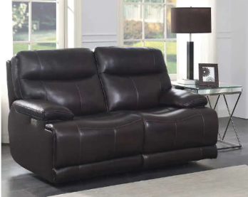 Jason Furniture Ridgewin Dark Brown Leather Dual Power Reclining Loveseat