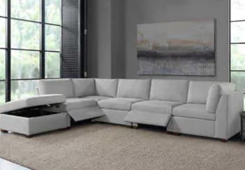 Thomasville Rockford 6-Piece Silver Fabric Power Reclining Sectional