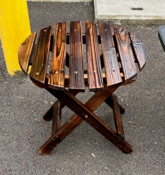 Outdoor Round Dark Brown Hardwood Side Table
