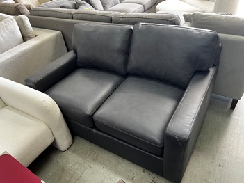 Manwah Sahara Slate Grey Leather Loveseat