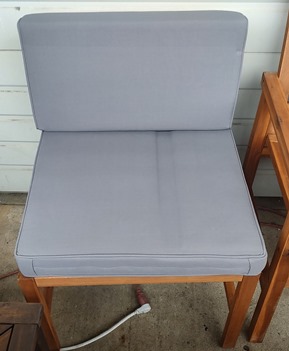 Stanley Ranger Outdoor Dark Brown Hardwood Armless Chair with Grey Cushions