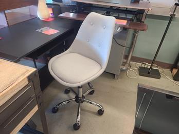 Silver Fabric Armless Desk Chair