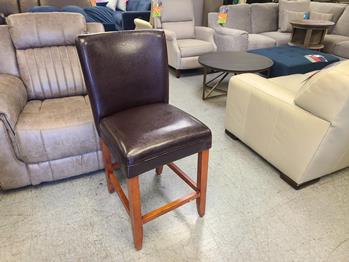 24-Inch Luxury Sleek Brown Faux Leather Barstool