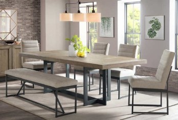 Intercon Stone Harbor Dining Set with 4Chairs , 1 Bench & 1 Leaf