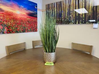 Large Grass Foliage Arrangement in Textured Gold Planter