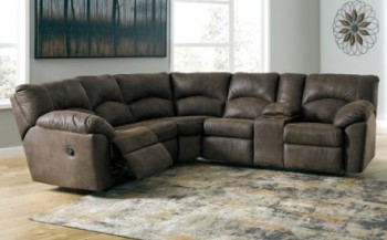 Ashley Turner Dark Brown Microsuede 2-Piece Reclining Sectional