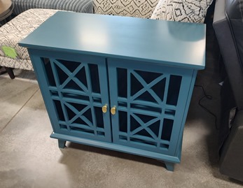 Stanley Ranger Teal Accent Cabinet with Glass Doors