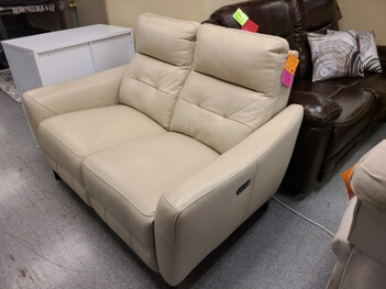 Jason Furniture Timmons Beige Power Reclining Loveseat with Power Headrest & Tufted Back Accents (blemish)