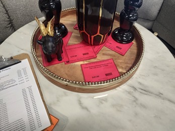 Large Hardwood Round Hardwood Tray with Gold Accents