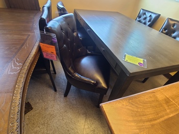 Noble House Dark Brown Faux Leather Side Chairs with Tufted Accents (set of 2)