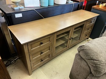 Taylor Grey Media Console with Glass Doors