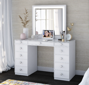 Twin Star Alexandra White Vanity with Attached Mirror