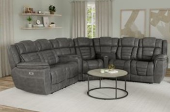 Emerald Rosenberg 5-Piece Charcoal Power Reclining Sectional