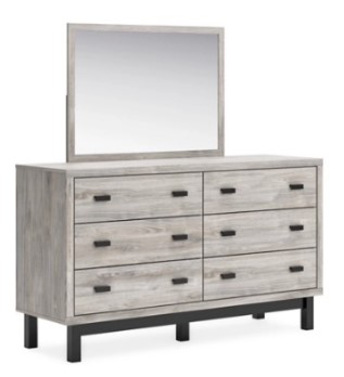 Ashley Vargas Grey Wood-Look 6-Drawer Dresser with Mirror