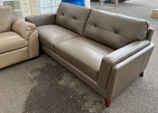 Violino Taupe Leather Sofa (blemish on back)