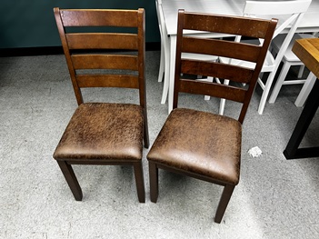 Walnut Finish Side Chairs with Brown Microsuede Seats (set of 2)