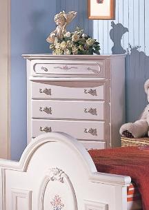 Sophie White 5-Drawer Chest with Floral Accents