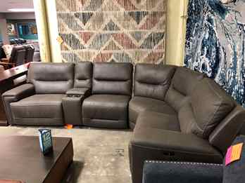 Jason Furniture Westerly Dark Brown Microsuede 6-Piece Fabric Power Reclining Sectional with Power Headrests