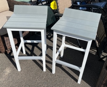 Outdoor Grey & White Low-Back Barstools (set of 2)