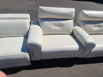 Jason Furniture Florida White Leather One-Arm Dual Power Recliner