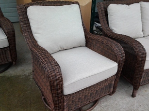 Outdoor Dark Brown PVC Wicker Swivel Rocker