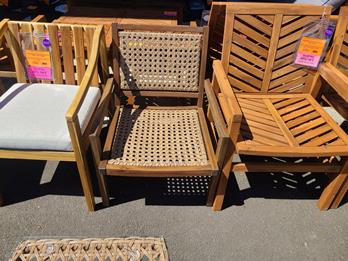 Stanley Ranger Acacia Wood Outdoor Chair with Light Brown PVC Wicker Accents