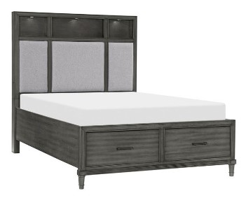 Homelegance Wittenberry King Storage Bed with Lighted Bookcase Headboard (blemish)