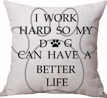 WORK HARD DOG Fabric Throw Pillow
