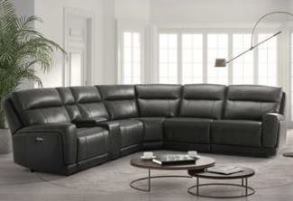 Charcoal Leather Power Reclining Sectional