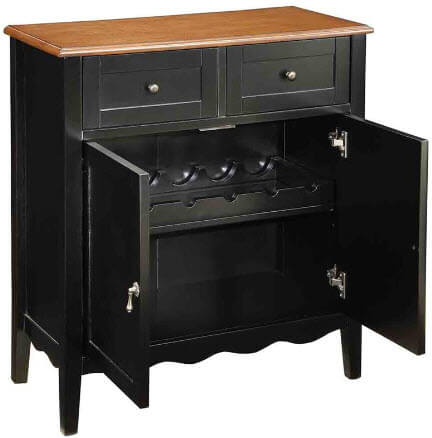 Coaster Black Console/Wine Cabinet with a Wood Finish Top