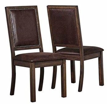 Coaster Dark Brown Faux Leather Side Chairs with Hardwood Frames & Nailhead Trim (set of 6)