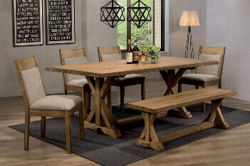 Coaster Douglas Hardwood Dining Set with 4 Chairs & 1 Bench