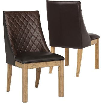 Coaster Dark Brown Diamond Stitched Faux Leather Side Chairs with Distressed Hardwood Legs (set of 6)