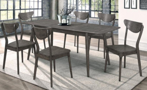 Coaster Eureka Dark Grey Dining Set with 6 Chairs & Butterfly Leaf