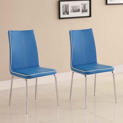 Top-Line Blue Faux Leather Side Chairs (set of 2)