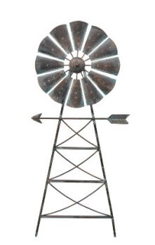 Three Hands Copper Finish Metal Windmill Wall Art