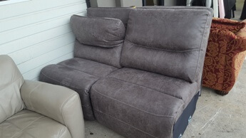 Charcoal Microsuede 2-Piece Armless Reclining Loveseat