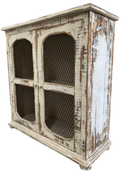 Vintage Furniture Bristol 2-Door Console with Mesh Accents in Jes White