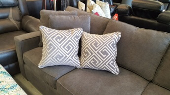 Silver Throw Pillows with Geometric Accents (set of 2)