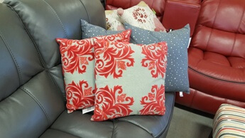 Rizzy Charcoal Throw Pillows with Red Accents (set of 2)