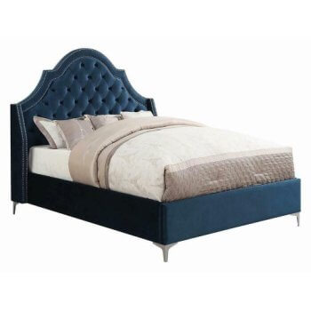 Coaster Shayne Arched Blue Queen Bed with Tufted Accents