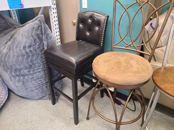 Black Faux Leather 29-Inch Swivel Barstool with Nailhead Trim (blemish)
