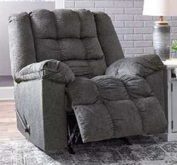 Ashley Driscoll Charcoal Fabric Rocker/Recliner with Heat & Massage