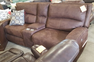 Manwah Vacaro Fudge 3-Piece Console Sofa with Power Recliners & Power Headrests