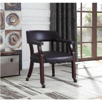 Coaster Modern Burgundy Arm Chair on Casters