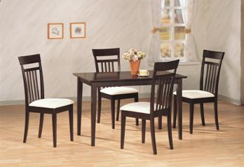 Coaster Cappuccino Finish Dining Set with 4 Chairs