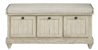 Homelegance Woodwell Distressed White Storage Bench
