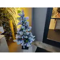 4.5 Foot Pre-Lit Flocked Potted Christmas Tree