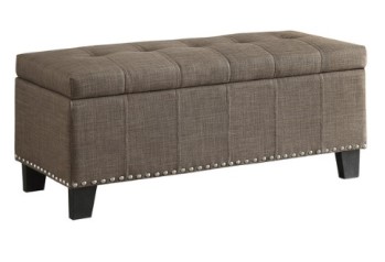 Homelegance Fedora Brown Fabric Storage Bench with Nailhead Trim